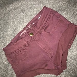 Maroon jean shorts American eagle